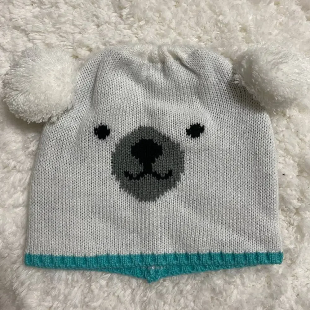 Polar Bear Kid's Winter Hat Cap NEW One Size White